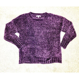 Women's Seven7 Purple Chenille Crew Neck Sweater M